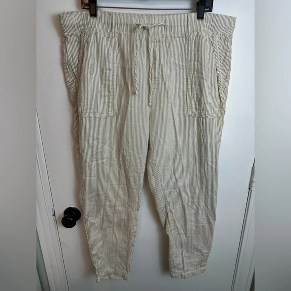 Old Navy High Waisted striped drawstring cropped pants size XL #1411 - Picture 1 of 6